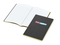 Notizbuch Tablet-Book Farbschnitt Naturkarton-Softcover schwarz, Papierformat/Lineatur DIN A5 / Winkelkaro, Farbschnitt/Logodruck gelb/4farbig