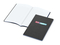 Notizbuch Tablet-Book Farbschnitt Naturkarton-Softcover schwarz, Papierformat/Lineatur DIN A5 / Winkelkaro, Farbschnitt/Logodruck mittelblau/4farbig