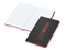 Notizbuch Tablet-Book Farbschnitt Naturkarton-Softcover schwarz, Papierformat/Lineatur 94 × 152 mm / Winkelkaro, Farbschnitt/Logodruck rot/rot