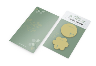 Haftnotiz-Karte Note-Card Form 2 Haftnotizblöcke formgestanzt Trägerkarte, Haftnotiz-Form (oben – unten) Kreis/Kugel – Blume/Wolke