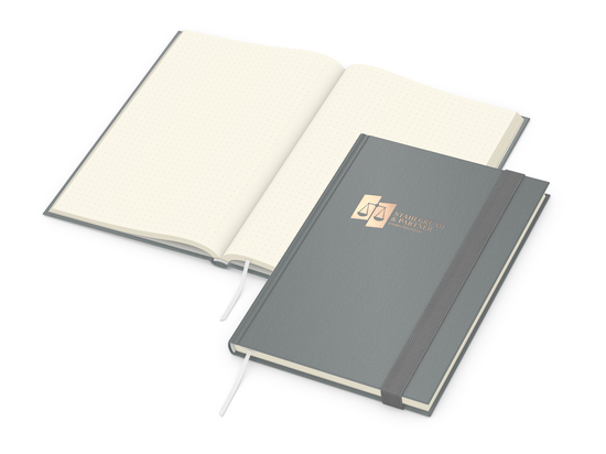 Notizbuch Visco-Book Buchleinen-Hardcover farbig A5, Papierfarbe/Lineatur Cremefarben/Punktraster, Kupferprägung inkl.