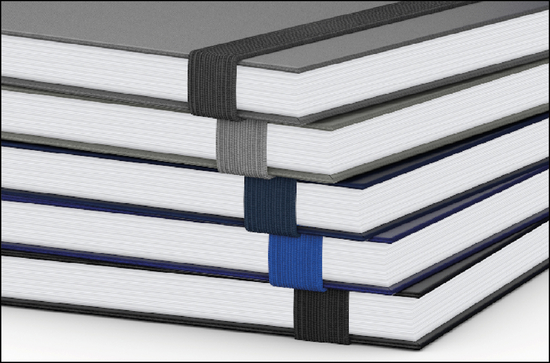 Notizbuch Visco-Book Buchleinen-Hardcover farbig A5, Papierfarbe/Lineatur Cremefarben/Winkelkaro, Prägung schwarz-glänzend inkl.