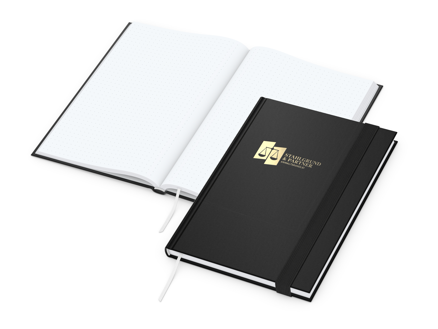 Notizbuch Visco-Book Buchleinen-Hardcover farbig A5, Papierfarbe/Lineatur Hochweiß/Punktraster, Goldprägung inkl.