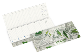 Tisch-Querkalender Compact RECYCLING 1 Woche = 2 Seiten 8–20 Uhr, Einband Naturkarton-Softcover