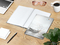 Notizbuch Note-Book Ecken spitz Hardcover individuell bedruckt, DIN A4, Lineatur Winkelkaro, Einband-Oberfläche matt