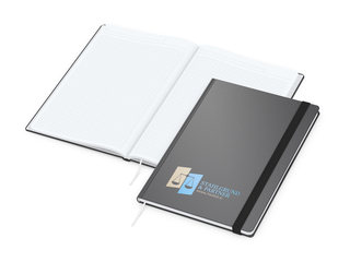 Notizbuch Hardcover Smart-Book Gummiband breit, DIN A4, Siebdruck-Digital inkl.