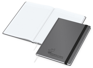 Notizbuch Hardcover Smart-Book Gummiband breit, DIN A4, Prägung schwarz inkl.