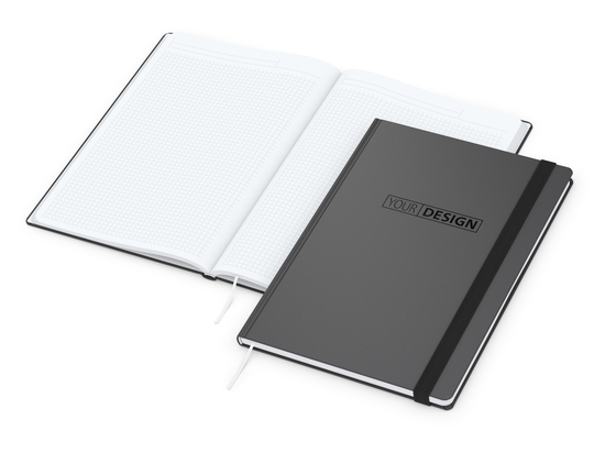 Notizbuch Hardcover Smart-Book Gummiband breit, DIN A4, Prägung schwarz inkl.