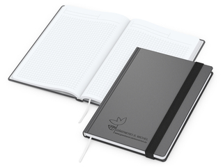 Notizbuch Hardcover Smart-Book Gummiband breit, DIN A5, Prägung schwarz inkl.