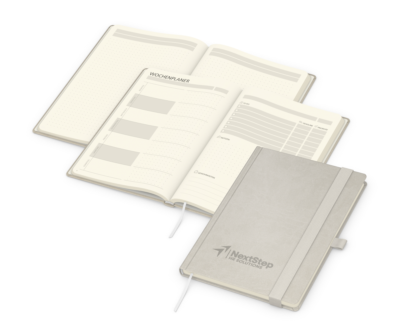 Notizbuch Hardcover orgaLine Mainbook Wochenplaner To-dos Prioritäten Ideen, Papierfarbe Cremefarben