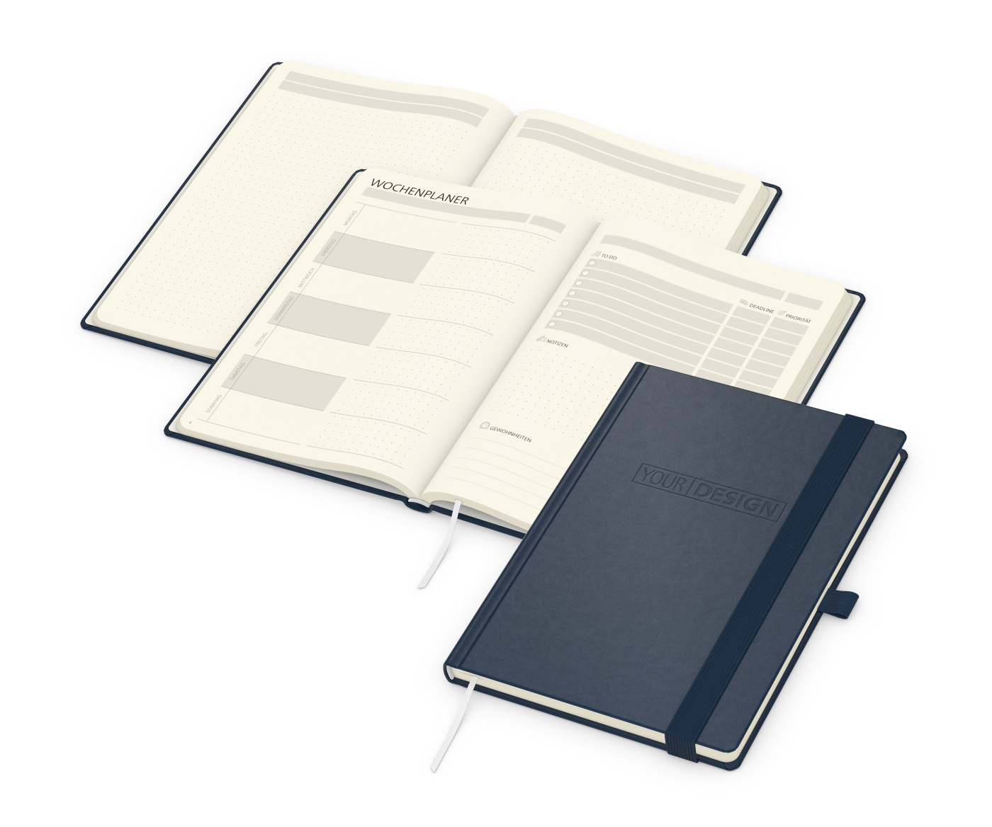 Notizbuch Hardcover orgaLine Mainbook Wochenplaner To-dos Prioritäten Ideen, Papierfarbe Cremefarben