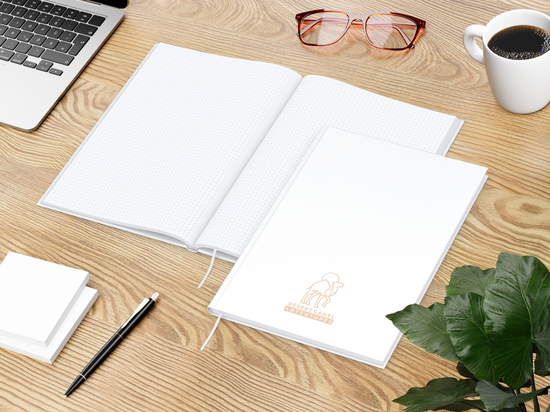 Notizbuch Note-Book Ecken spitz Hardcover matt-farbig, DIN A4, Lineatur Punktraster