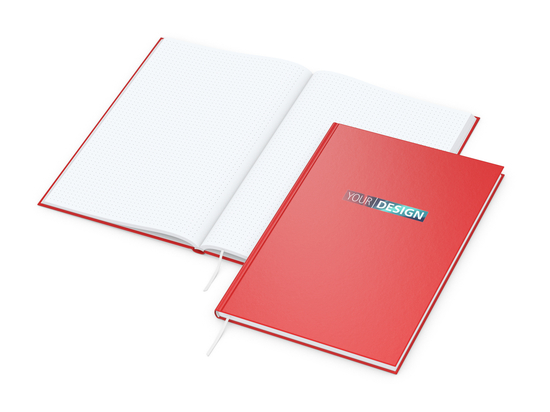 Notizbuch Note-Book Ecken spitz Hardcover matt-farbig, DIN A4, Lineatur Punktraster