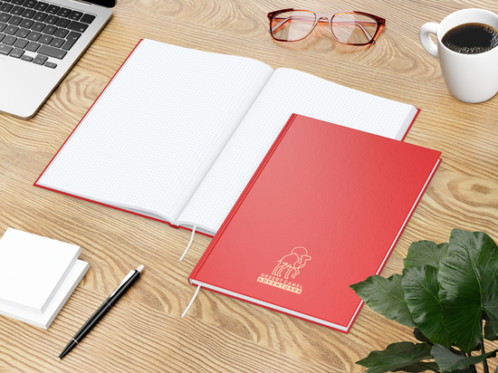 Notizbuch Note-Book Ecken spitz Hardcover matt-farbig, DIN A4, Lineatur Punktraster