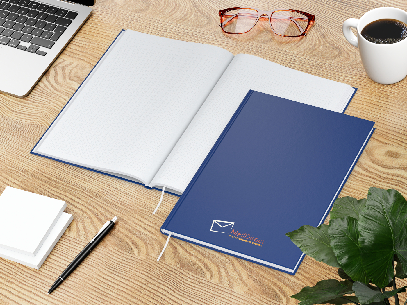 Notizbuch Note-Book Ecken spitz Hardcover matt-farbig, DIN A4, Lineatur Winkelkaro