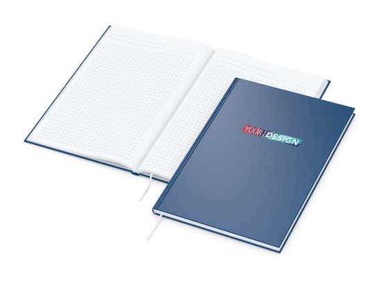 Notizbuch Note-Book Ecken spitz Hardcover matt-farbig, DIN A4, Lineatur Winkelkaro