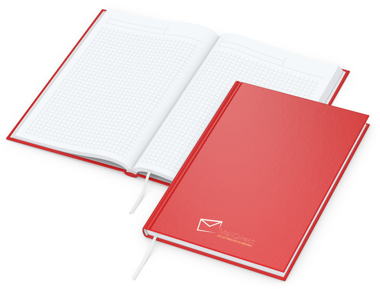 Notizbuch Note-Book Ecken spitz Hardcover matt-farbig, DIN A5, Lineatur Winkelkaro