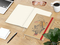 Notizbuch Match-Book Naturpapier-Hardcover individuell bedruckt, DIN A4, Papierfarbe/Lineatur Cremefarben/Punktraster, Einband-Papierfarbe Braun