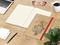 Notizbuch Match-Book Naturpapier-Hardcover individuell bedruckt, DIN A4, Papierfarbe/Lineatur Cremefarben/Winkelkaro, Einband-Papierfarbe Braun
