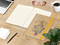 Notizbuch Match-Book Naturpapier-Hardcover individuell bedruckt, DIN A4, Papierfarbe/Lineatur Cremefarben/Winkelkaro, Einband-Papierfarbe Braun