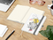 Notizbuch Match-Book Naturpapier-Hardcover individuell bedruckt, DIN A5, Papierfarbe/Lineatur Cremefarben/Punktraster, Einband-Papierfarbe Weiß