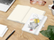 Notizbuch Match-Book Naturpapier-Hardcover individuell bedruckt, DIN A5, Papierfarbe/Lineatur Cremefarben/Punktraster, Einband-Papierfarbe Weiß