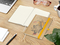 Notizbuch Match-Book Naturpapier-Hardcover individuell bedruckt, DIN A5, Papierfarbe/Lineatur Cremefarben/Winkelkaro, Einband-Papierfarbe Braun