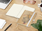 Notizbuch Match-Book Naturpapier-Hardcover individuell bedruckt, DIN A5, Papierfarbe/Lineatur Cremefarben/Winkelkaro, Einband-Papierfarbe Braun