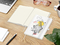 Notizbuch Match-Book Naturpapier-Hardcover individuell bedruckt, DIN A5, Papierfarbe/Lineatur Cremefarben/Winkelkaro, Einband-Papierfarbe Weiß