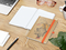 Notizbuch Match-Book Naturpapier-Hardcover individuell bedruckt, DIN A5, Papierfarbe/Lineatur Hochweiß/Winkelkaro, Einband-Papierfarbe Braun