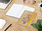 Notizbuch Match-Book Naturpapier-Hardcover individuell bedruckt, DIN A5, Papierfarbe/Lineatur Hochweiß/Winkelkaro, Einband-Papierfarbe Braun