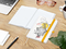 Notizbuch Match-Book Naturpapier-Hardcover individuell bedruckt, DIN A5, Papierfarbe/Lineatur Hochweiß/Winkelkaro, Einband-Papierfarbe Weiß