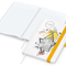 Notizbuch Match-Book Naturpapier-Hardcover individuell bedruckt, DIN A5, Papierfarbe/Lineatur Hochweiß/Winkelkaro, Einband-Papierfarbe Weiß