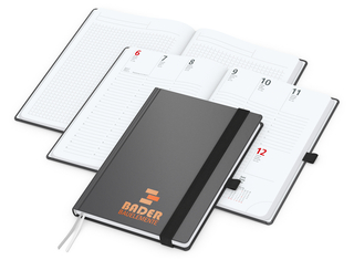 Wochenkalender vorne + Notizen hinten Vision-Hybrid Kunstleder-Hardcover A5, Siebdruck-Digital inkl.