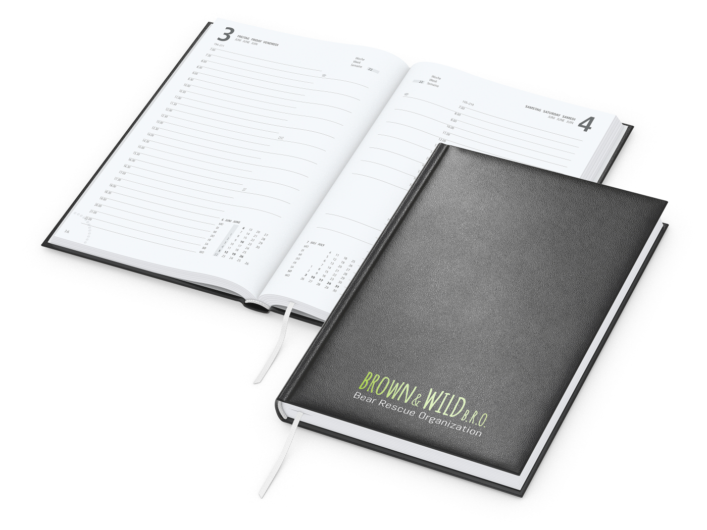 Tageskalender Advance Mo.–So. je 1 Seite Kunstleder-Hardcover, Siebdruck-Digital inkl.