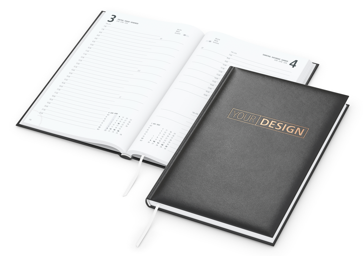 Tageskalender Basic Mo.–Fr. je 1 Seite 320 Seiten Kunstleder-Hardcover, Kupferprägung inkl.
