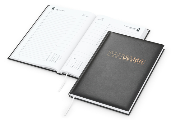 Tageskalender Basic Mo.–Fr. je 1 Seite 320 Seiten Kunstleder-Hardcover, Kupferprägung inkl.