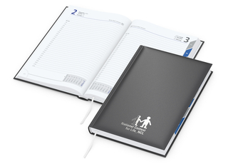Tageskalender Manager Monatsregister Mo.–So. je 1 Seite Kunstleder-Hardcover, Silberprägung inkl.