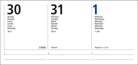 Wochenkalender Media 175 × 245 mm Kunstleder-Hardcover matt, Siebdruck-Digital inkl.