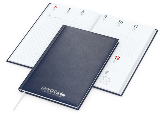 Wochenkalender Prestige A5 Kunstleder-Hardcover robust, Silberprägung inkl.