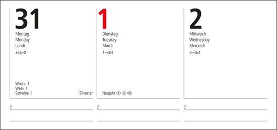 Wochenkalender Prestige A5 Kunstleder-Hardcover robust, Silberprägung inkl.