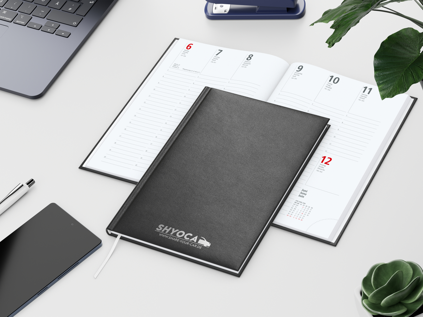 Wochenkalender Prestige A5 Kunstleder-Hardcover robust, Silberprägung inkl.