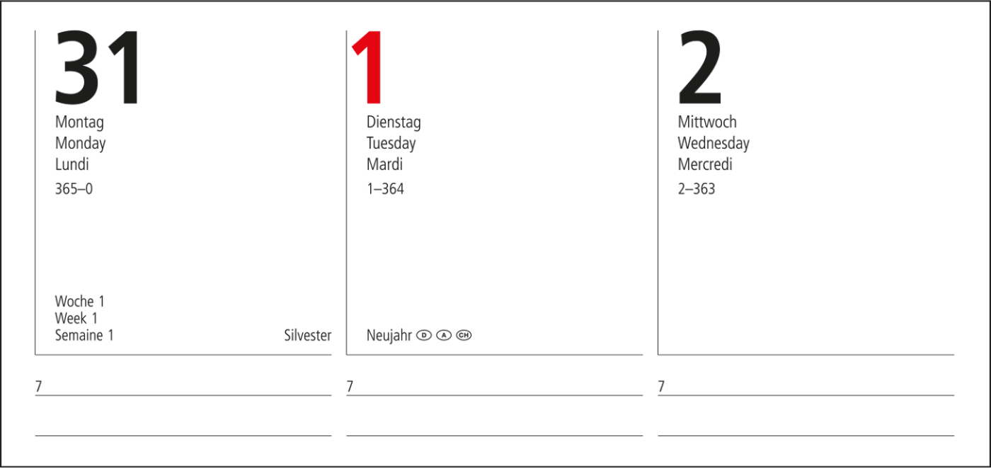 Wochenkalender Prestige A5 Kunstleder-Hardcover robust, Silberprägung inkl.