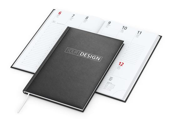 Wochenkalender Prestige A5 Kunstleder-Hardcover robust, Silberprägung inkl.