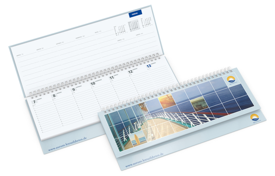 Tisch-Querkalender Master 1 Woche = 2 Seiten 8–21 Uhr, Einband Papier-Hardcover matt