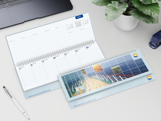 Tisch-Querkalender Master 1 Woche = 2 Seiten 8–21 Uhr, Einband Papier-Hardcover matt