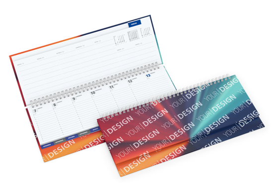 Tisch-Querkalender Master Monatsregister 1 Woche = 2 Seiten 8–21 Uhr, Einband Papier-Hardcover matt