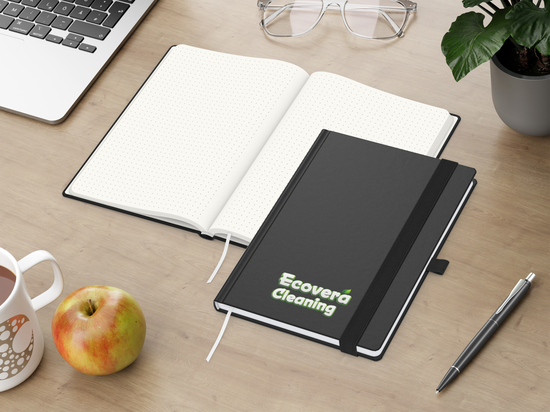 Notizbuch Organic-Book RECYCLING Apfelleder-Hardcover farbig A5, Lineatur Punktraster, Material-Infoblatt nein, Siebdruck-Digital inkl.
