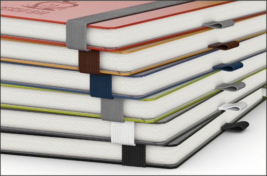 Notizbuch Organic-Book RECYCLING Apfelleder-Hardcover farbig A5, Lineatur Punktraster, Material-Infoblatt ja, Blindprägung inkl.