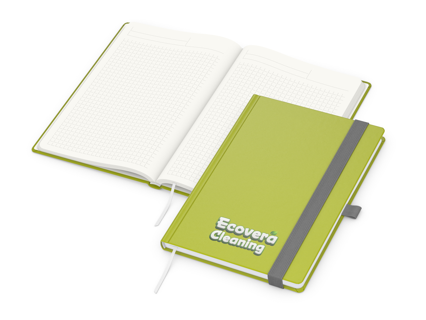 Notizbuch Organic-Book RECYCLING Apfelleder-Hardcover farbig A5, Lineatur Winkelkaro, Material-Infoblatt nein, Siebdruck-Digital inkl.